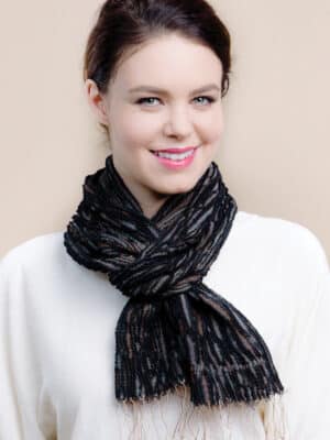 Fair Trade Black Handwoven Scarves in Silk and Wool