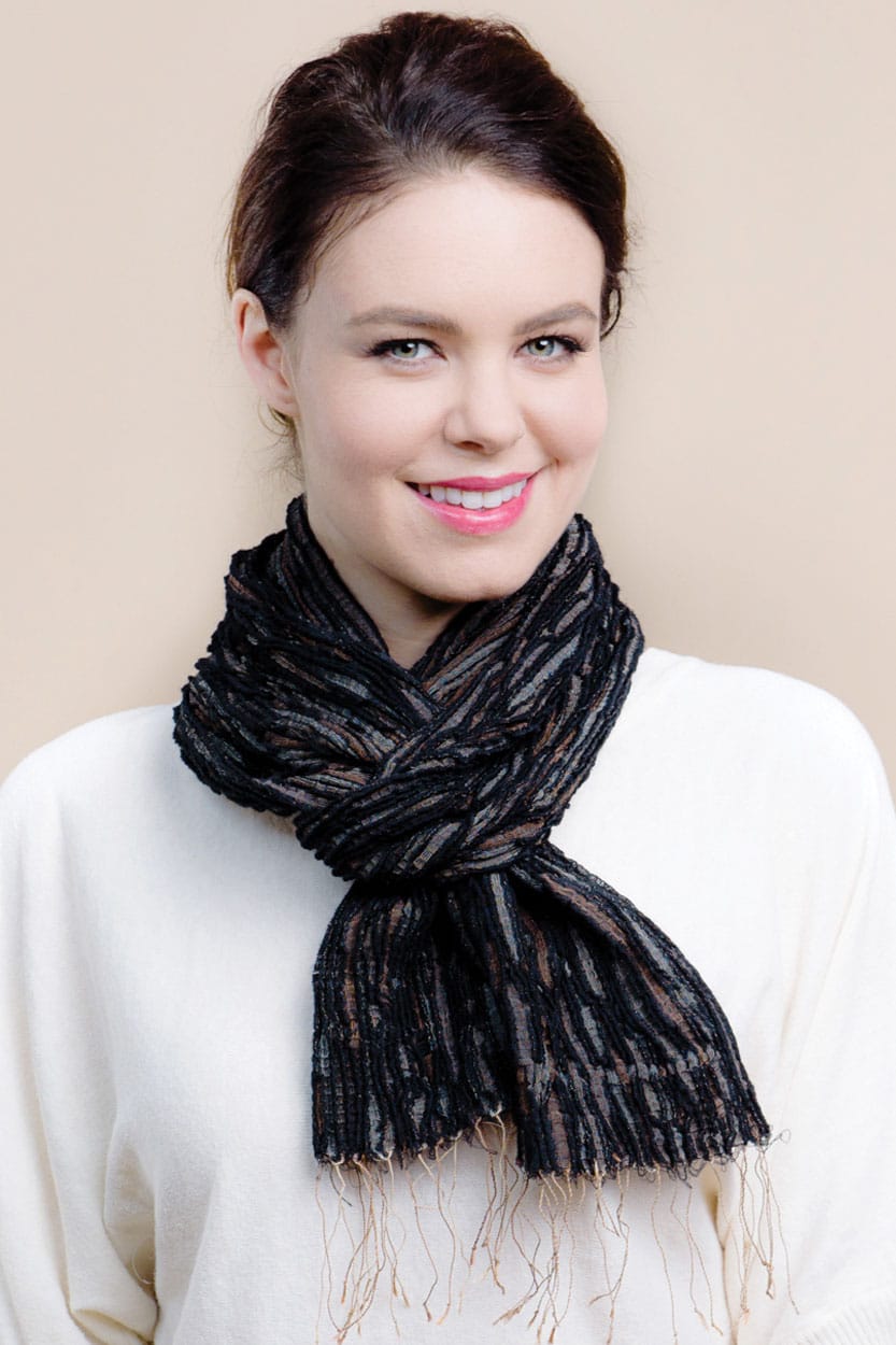Fair Trade Black Handwoven Scarves in Silk and Wool