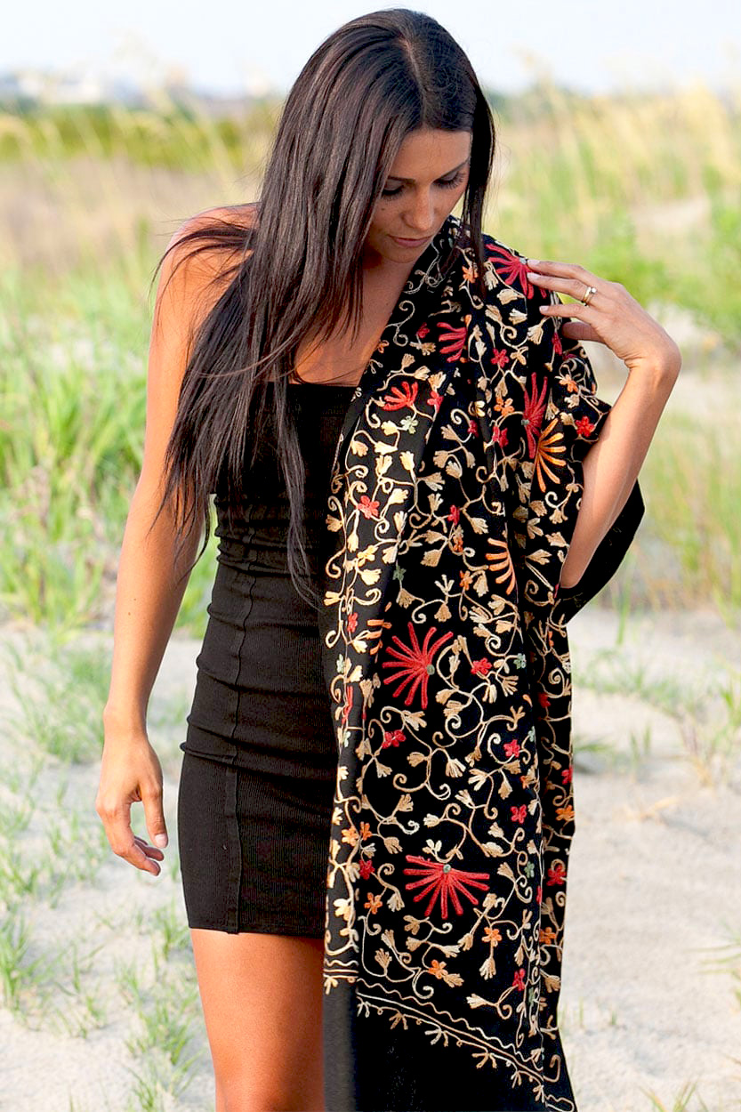 Kamal Embroidered Wool Shawl