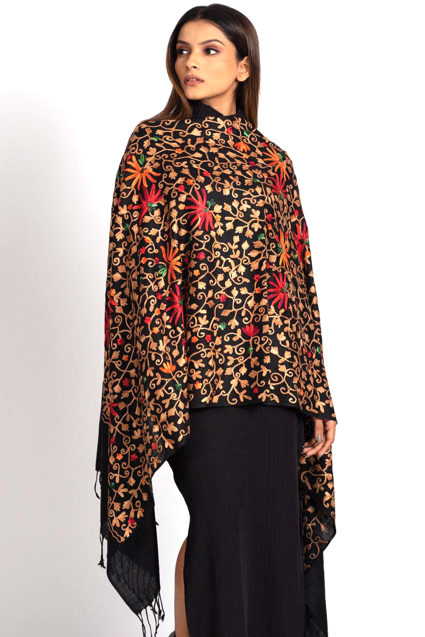 Kamal Embroidered Wool Shawl
