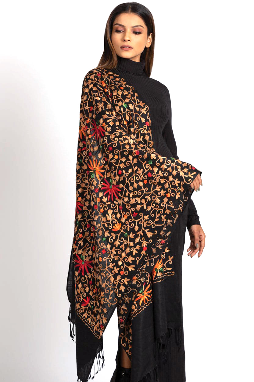 Kamal Embroidered Wool Shawl