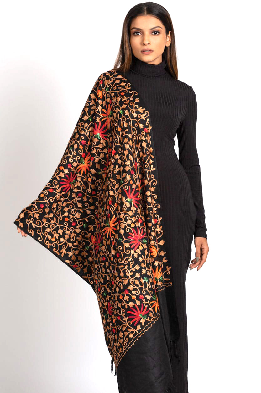 Kamal Embroidered Wool Shawl