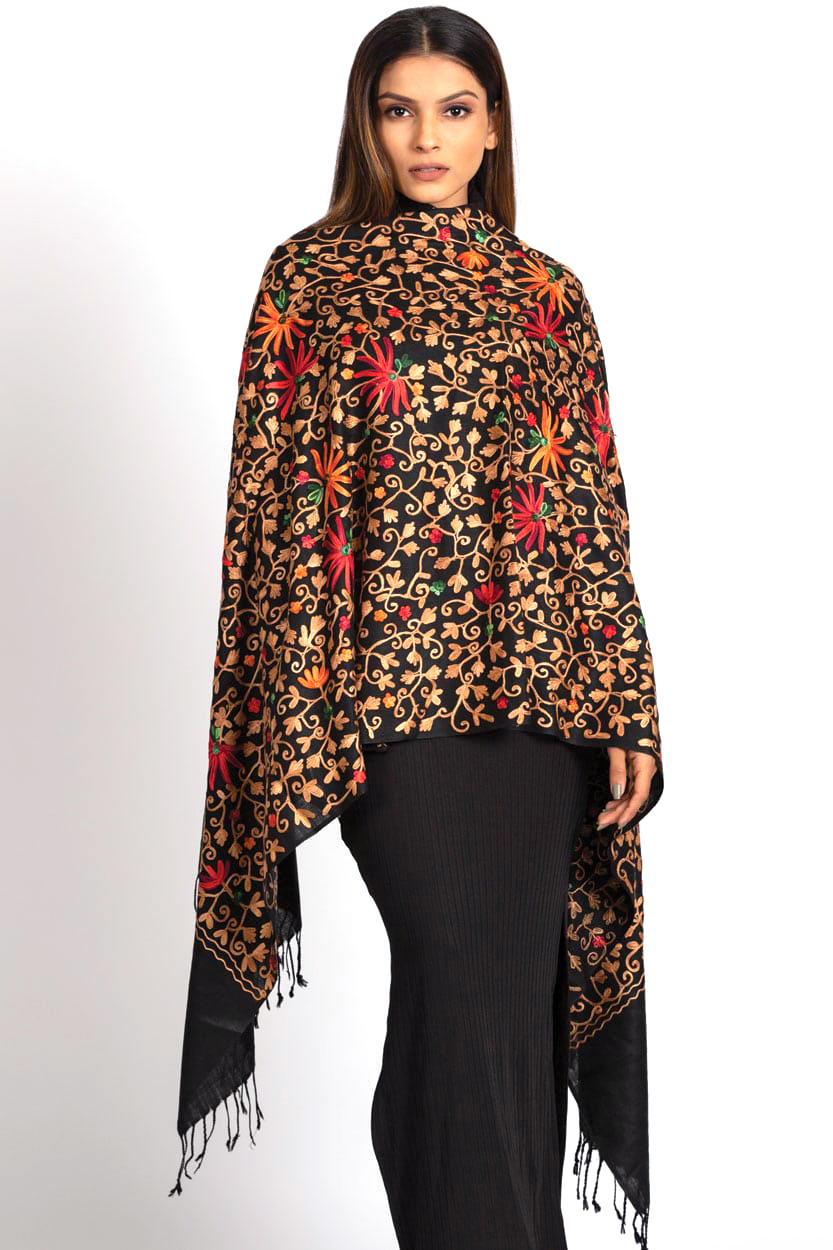 Kamal Embroidered Wool Shawl