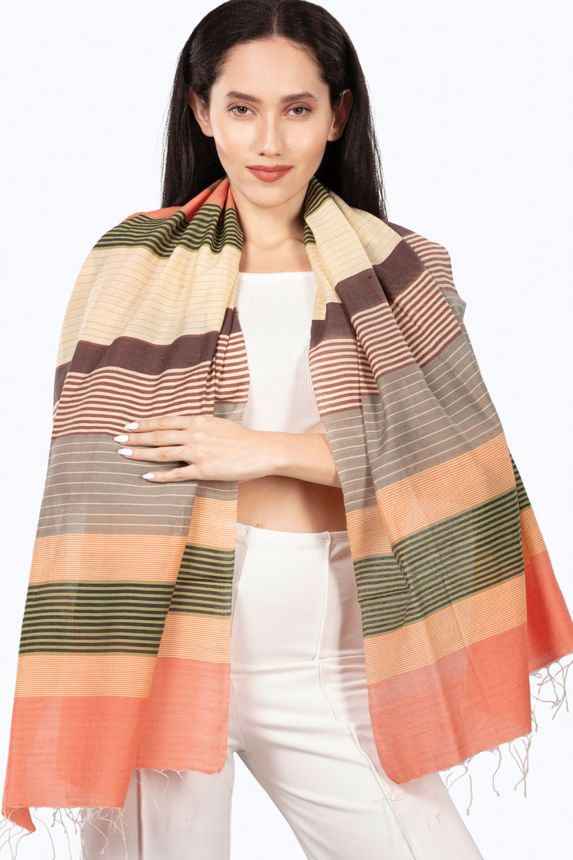 Samita Pink Striped Scarf