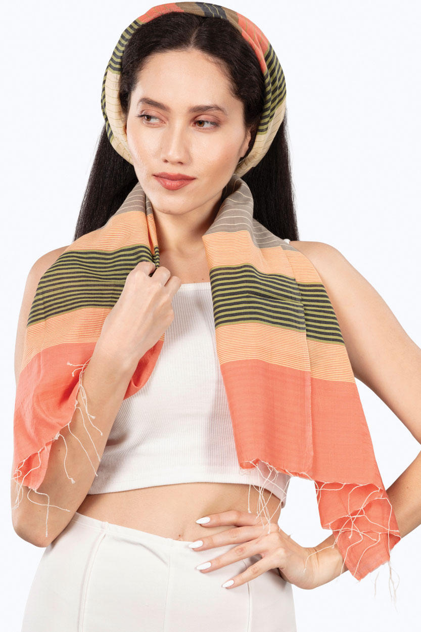 Samita Pink Striped Scarf