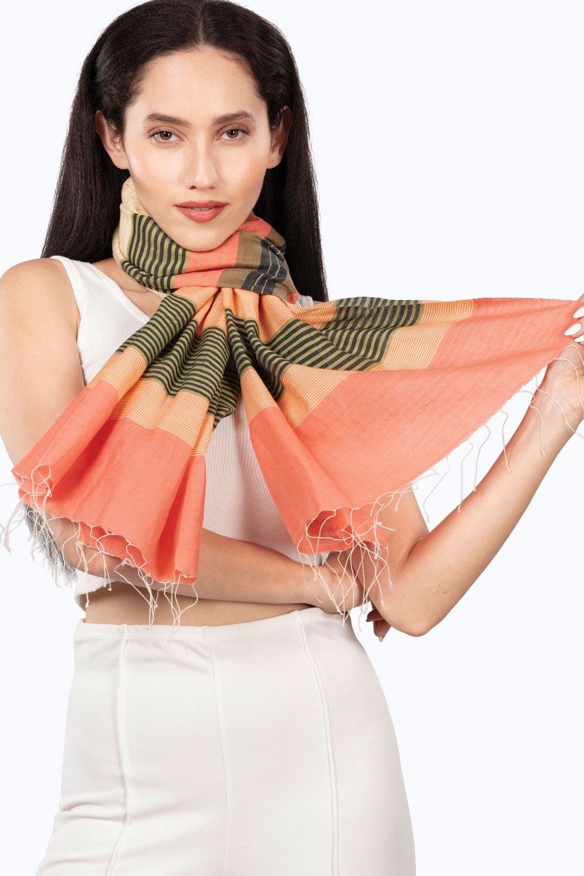 Samita Pink Striped Scarf