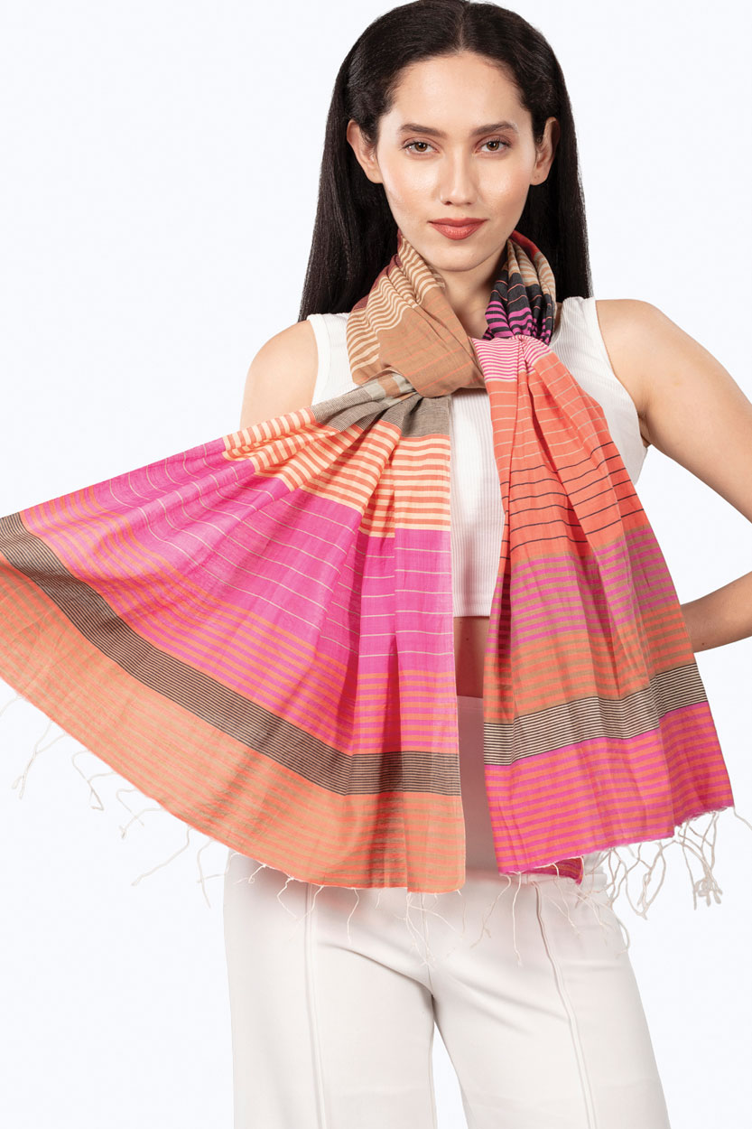 Samita Cotton Striped Scarf
