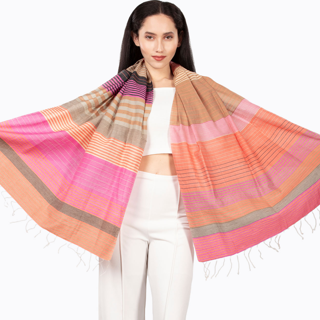 Samita Cotton Striped Scarf