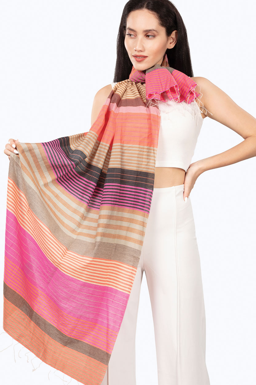 Samita Cotton Striped Scarf