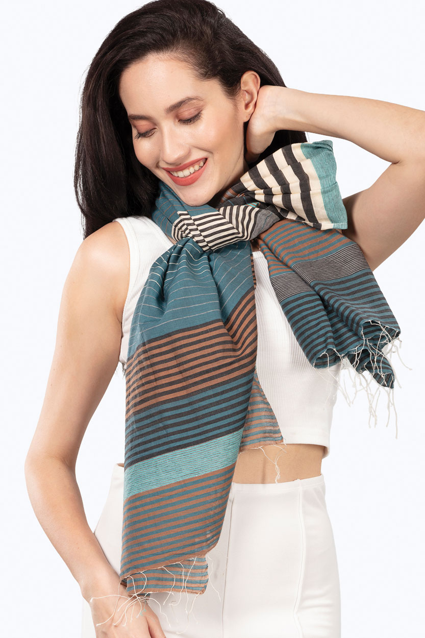 Samita Blue Stripes Scarf