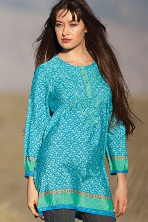 Deena Embroidered Turquoise Tunic