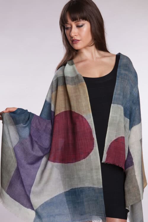 Fair Trade Soft Wool Shawl with Contemporary Print