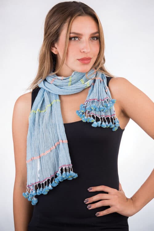 Fair Trade Blue Tassel Scarf from India
