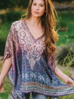 Fair Trade Purple Embroidered Top with Digital Print