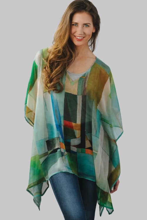 Free Size Top in Silky Fabric with Contemporary Print from India