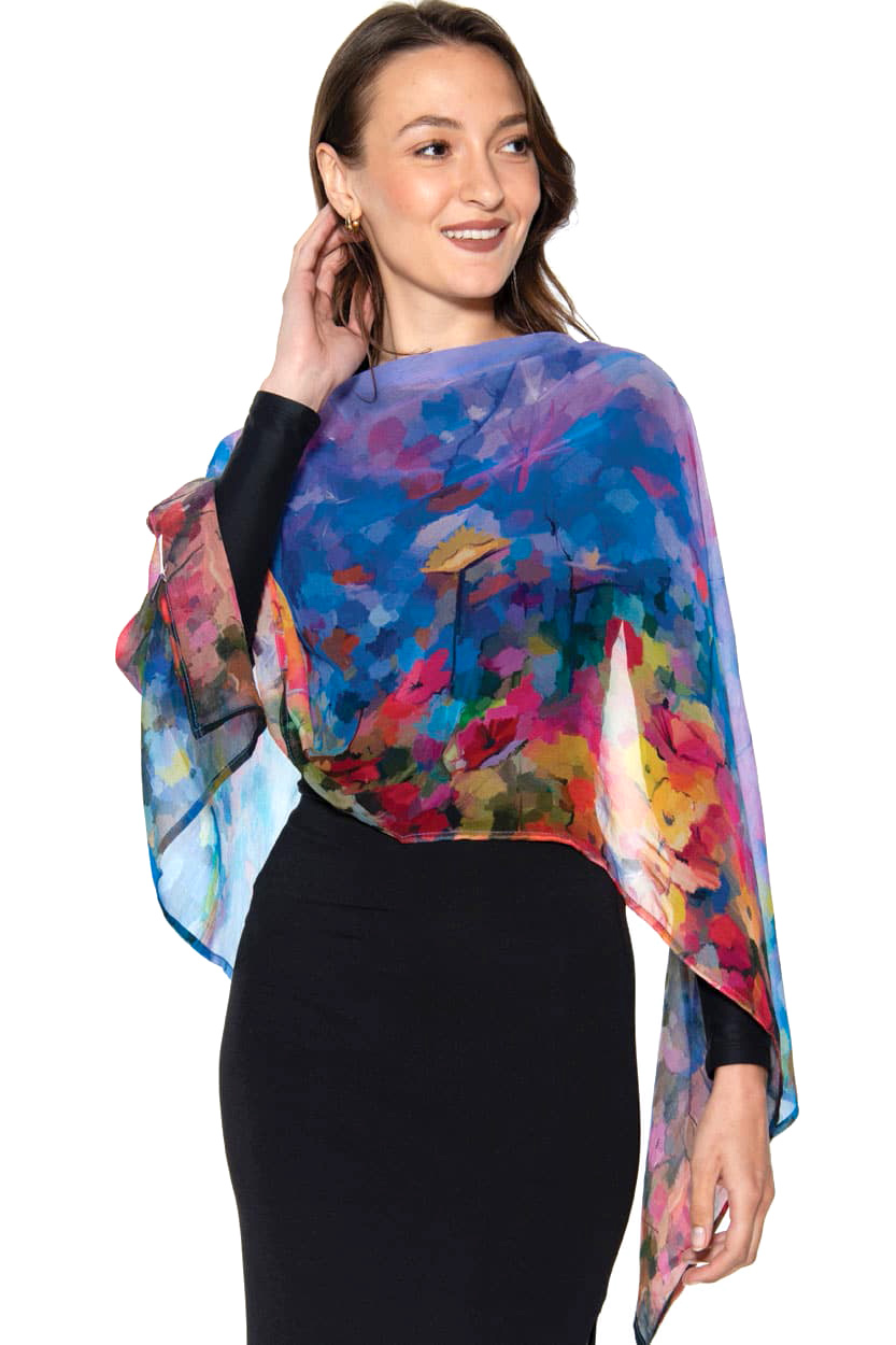 Aloka Purple Floral Scarf