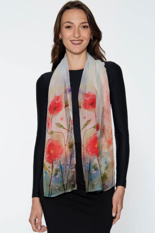 Aloka Red Poppies Scarf