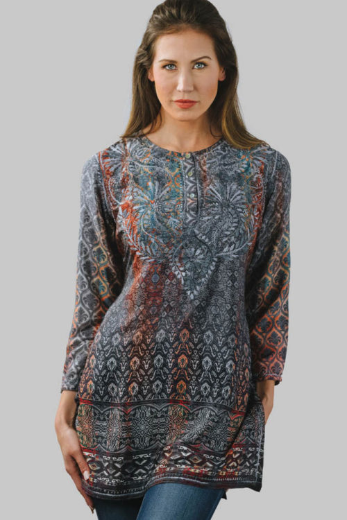 Deena Embroidered Silver Tunic