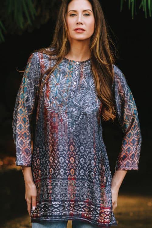 Deena Embroidered Silver Embroidered Tunic