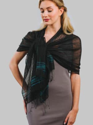 Fair Trade Black Silk and Wool Scarf from India