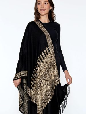 Vimala Black Embroidered Shawl