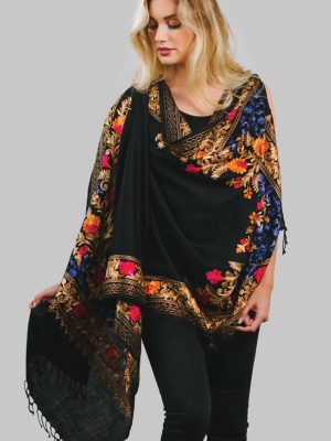 Karuna Multicolor Embroidered Wool Shawl