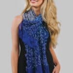 Hand Tie Dyed Silk Scarf from India in Shades of Blue