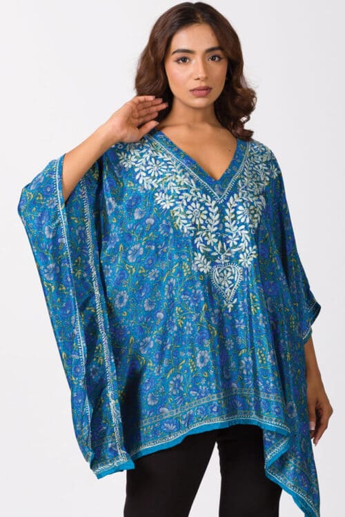 Demira Blue Embroidered Top