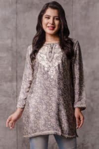 Handmade Silver Embroidered Tunic from India