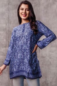 Deena Blue Sari Print Tunic