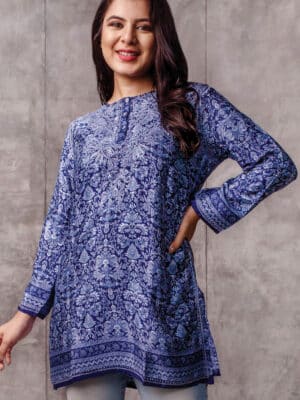 Deena Blue Sari Print Tunic