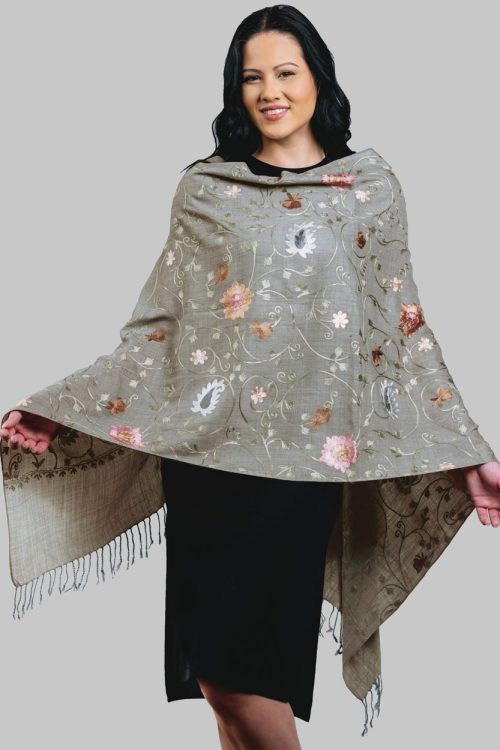 Rajika Silver Embroidered Shawl