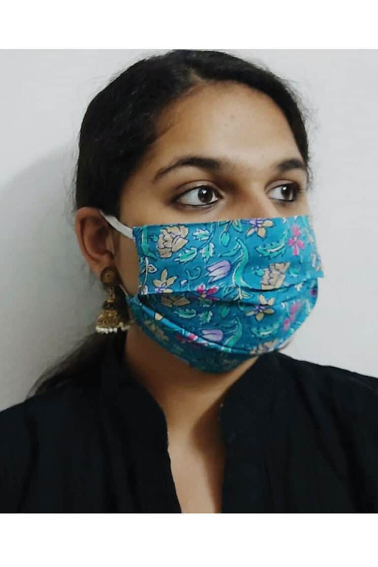 Pleated Face Masks with Block Print Designs Handmade in India