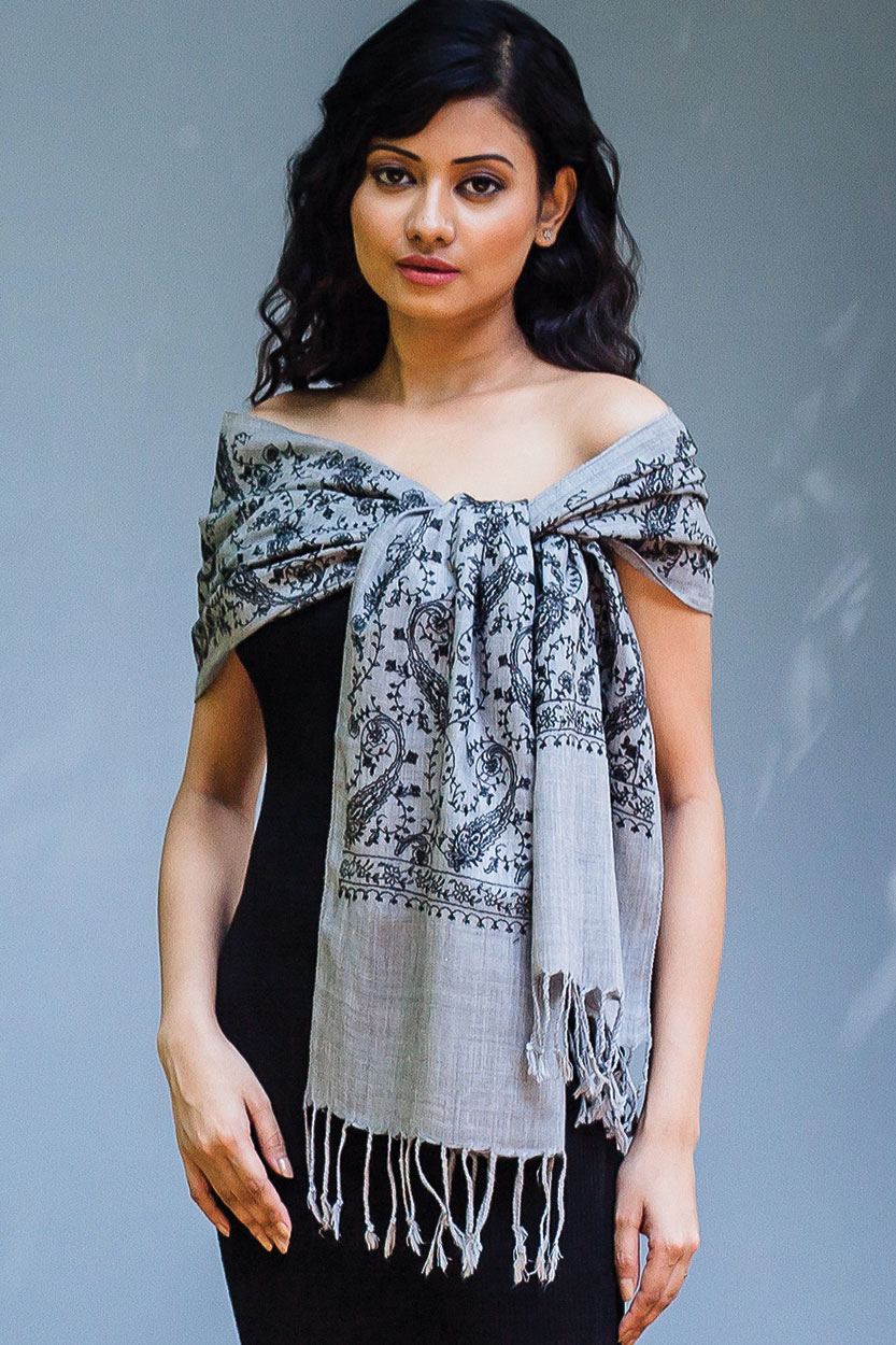 embroidered wool scarf