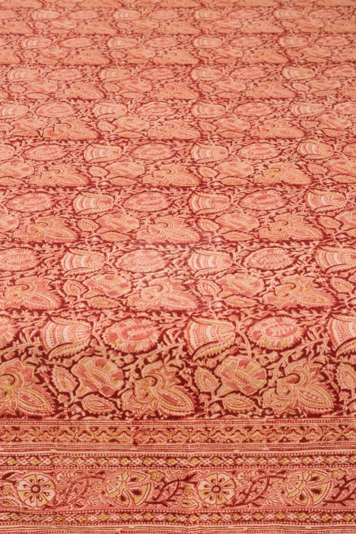 Red Block Print Tablecloth