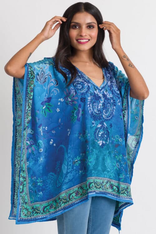 Ranita Turquoise Embroidered Top