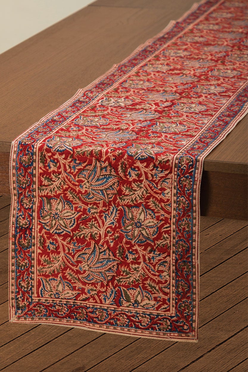 Red Floral Table Runner