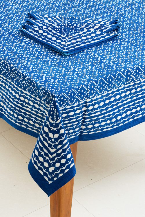 Indigo Block Print Tablecloth