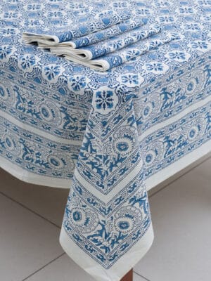 Blue Floral Tablecloth