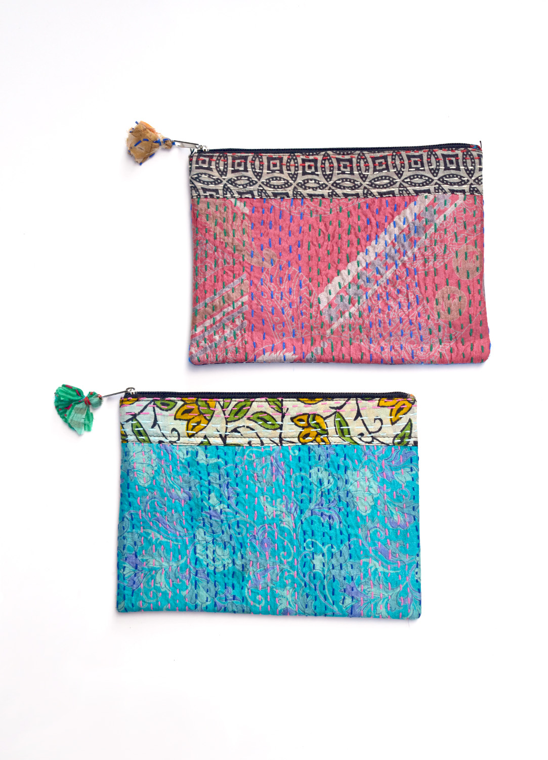 Silk Kantha Pouches