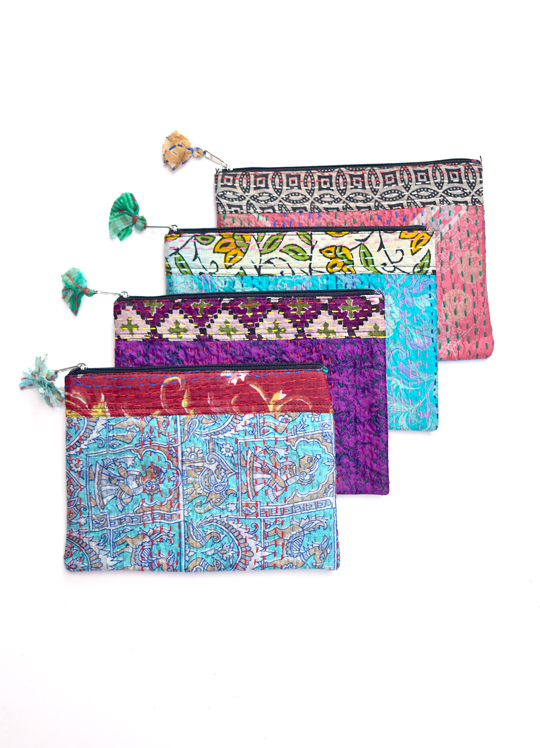 Silk Kantha Pouches