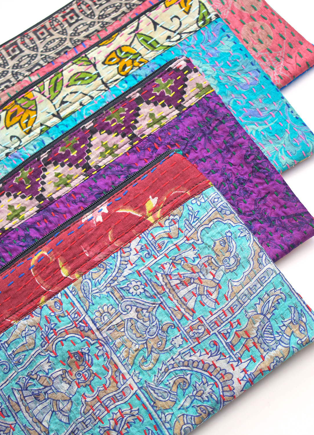 Silk Kantha Pouches