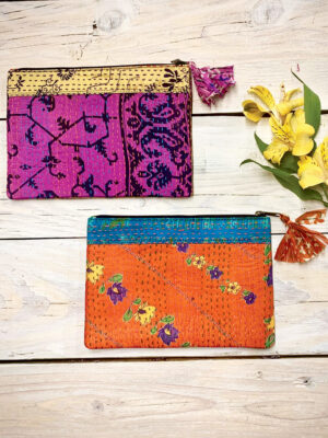 Silk Kantha Pouches