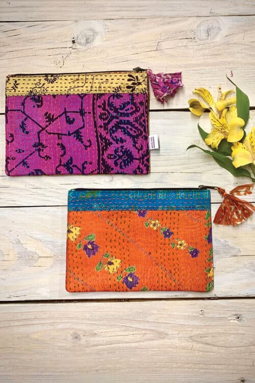 Kantha Pouch in Pure Silk