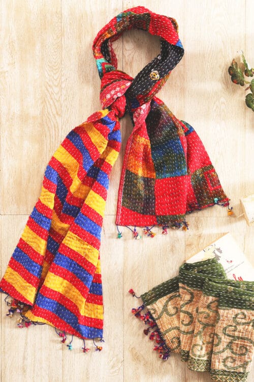 Handmade Cotton Kantha Scarves