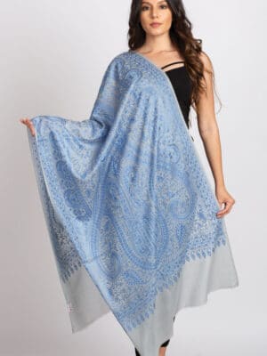 Mahiya Blue Embroidered Shawl