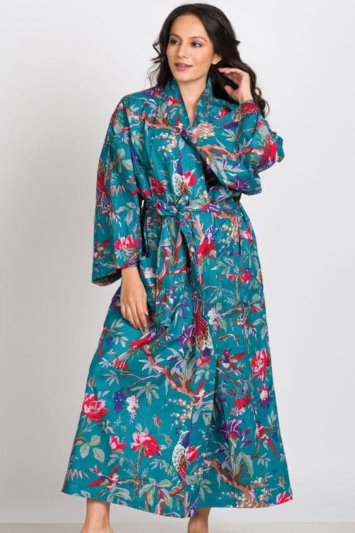 Teal Blue Kimono Robe