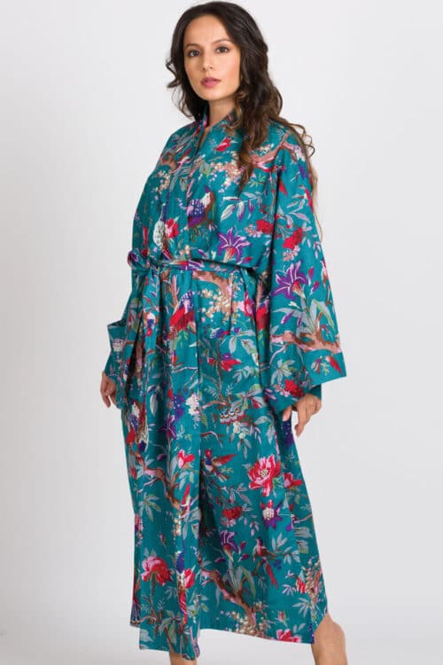 Teal Blue Kimono Robe