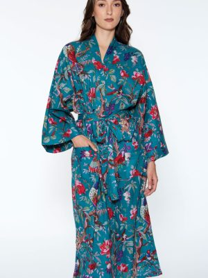 Rani Teal Blue Kimono Robe