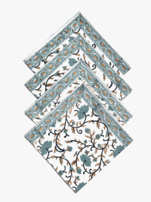 Block Print Silver Floral Napkins
